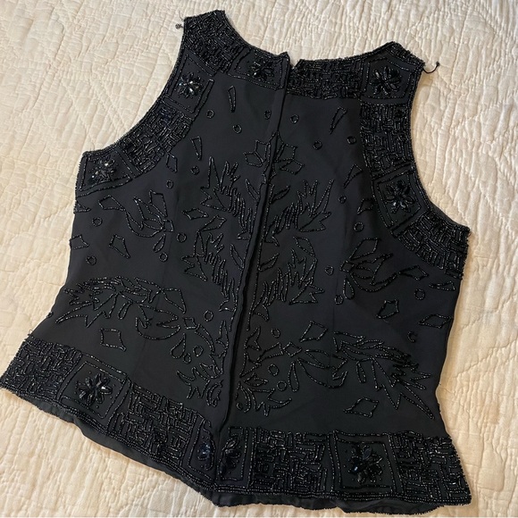 Vintage 90s y2k J Kara Sleeveless Black beaded Formal Top L - Picture 8 of 10